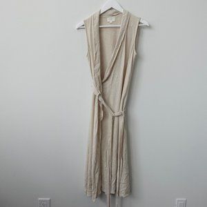 Everly Dress Size Small Linen Wrap Short‎ Mini Casual Surplice Sundress Beige